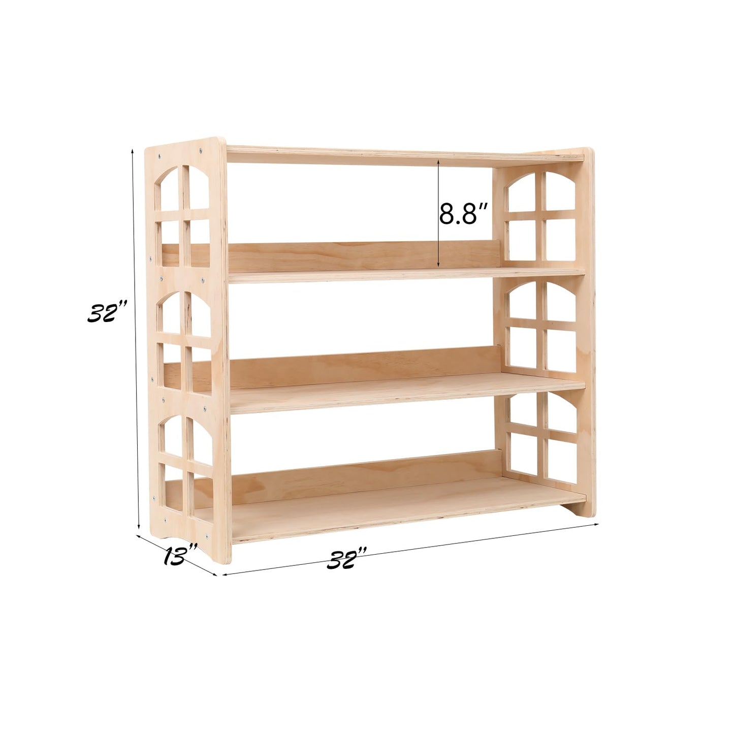 FDHUIJIA Montessori Bookshelf Toy Shelf Kids Storage Organizer for Toys Book Shelves for Kids Room Sturdy and Safe Toddler Wood Classroom Childrens Bookcases(4Tier)