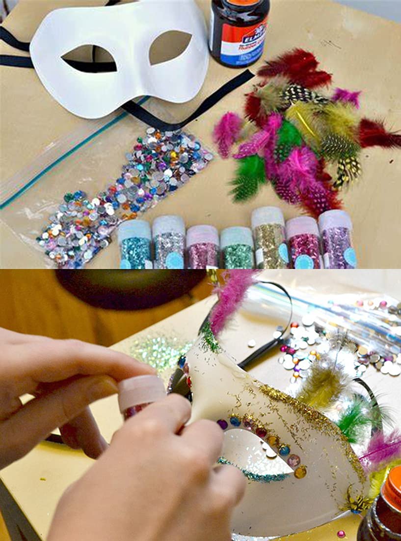 Qavctw 16PCS DIY White Masks Paper Cosplay Christmas Party Mask Unpainted Plain Craft Masquerade Masks for Christmas Mardi Gras Party Mask