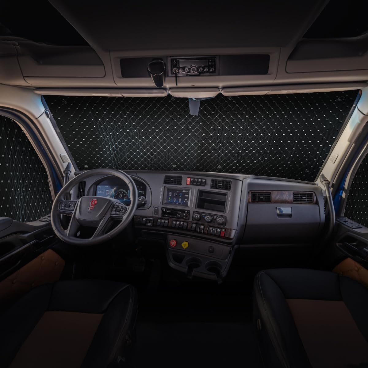 Sun Shield – 3-Layer Insulated Blackout Window Cover – Compatible with Kenworth T680 Semi Truck – Heat & UV Protection, Enhanced Privacy, Easy Install & Removal for Cab Interior Comfort