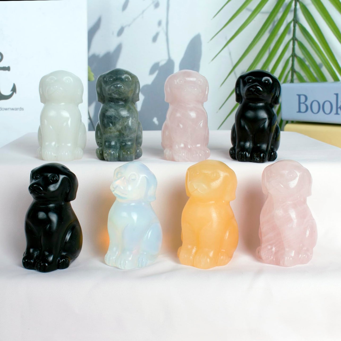 Ytbeoxk Hand-Carved Natural Obsidian Dog Crystal Dog Sculpture for Spiritual Healing Energy Stone Feng Shui Wealth Protection Figurine HomeOffice Desk Decor Unique Gift for Pet Lovers Birthday.