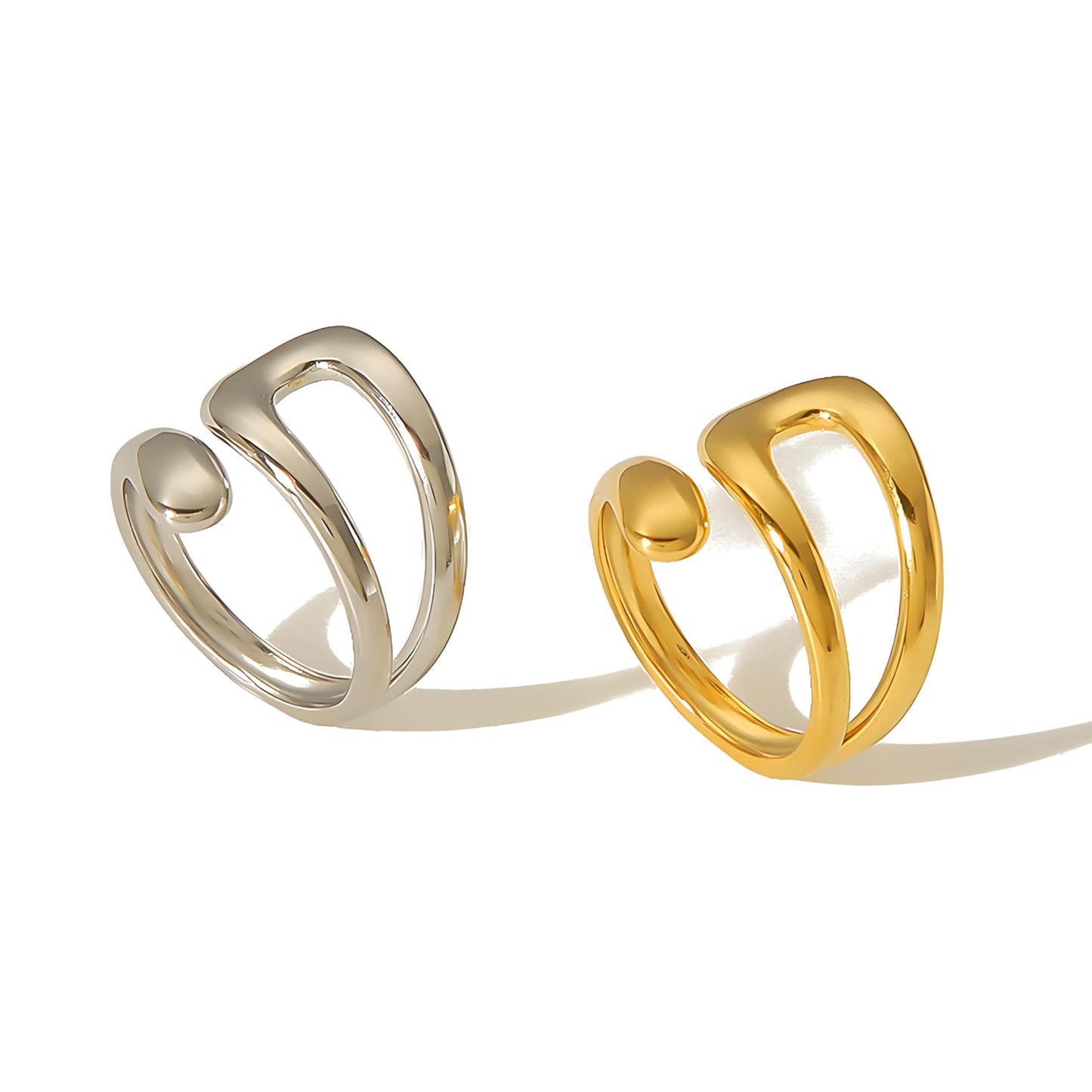 AIETUE Chunky Rings For Women, Gold Silver Thumb Ring Asymmetrical Wavy Curve Ring Adjustable Non Tarnish Dainty Stainless Steel New Year Anniversary Birthday Jewelry Gift (Zesty-Silver)