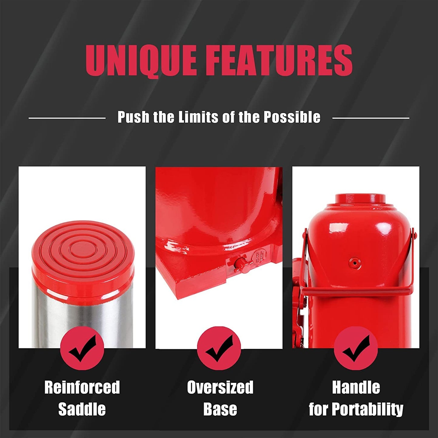 BIG RED 50 Ton (100,000 LBs) Torin Welded Hydraulic Car Bottle Jack for Auto Repair and House Lift, Red, TAM95007