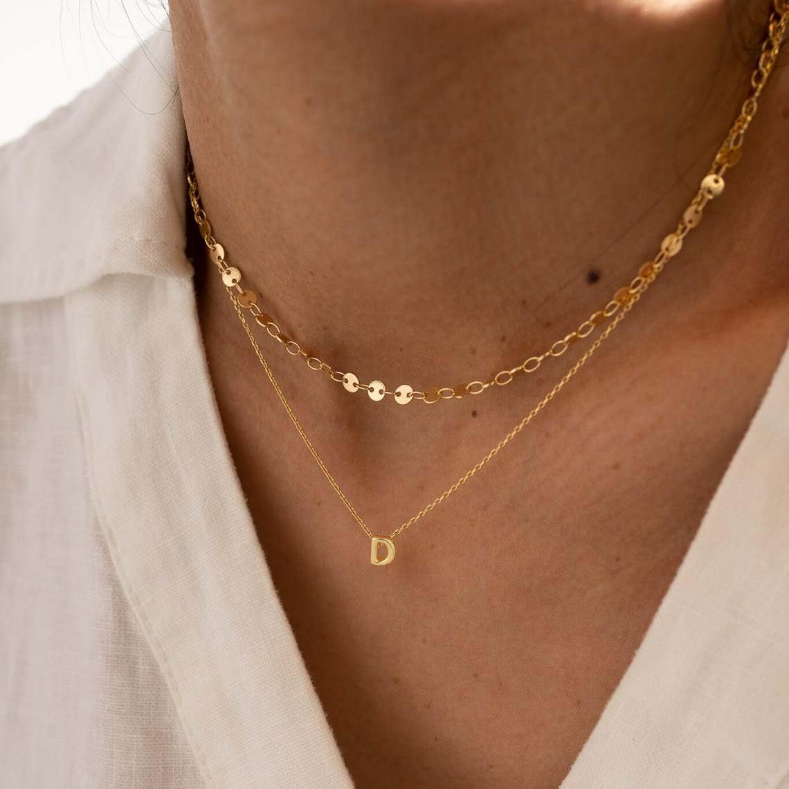 CUEZIY 14K Gold Plated Bubble Letter Necklace Initial Necklaces for Women Dainty Personalized Charm Pendant Name Necklace Cute Non Tarnish Fashion Accessories Teen Gift Trendy Stuff Jewelry Gifts