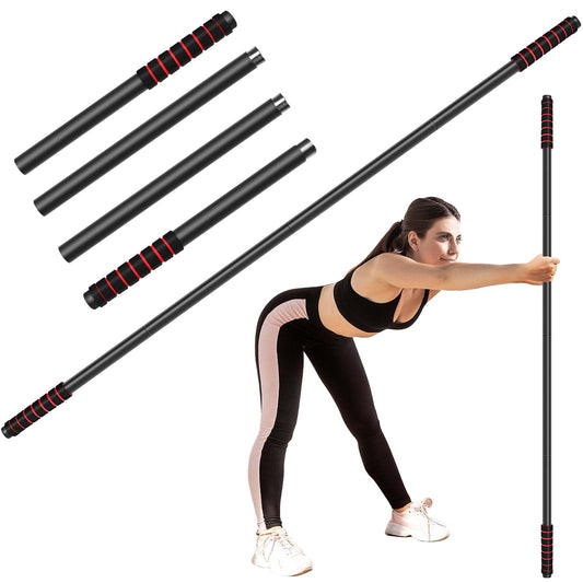 RACOC Yoga Stick Sturdy Steel, 5 Ft Adjustable Stretching Stick for Mobility, Flexibility and Balance, Versatile Exercise Stick with Non-Slip Ends and Foam Handles for Fitness, and Posture