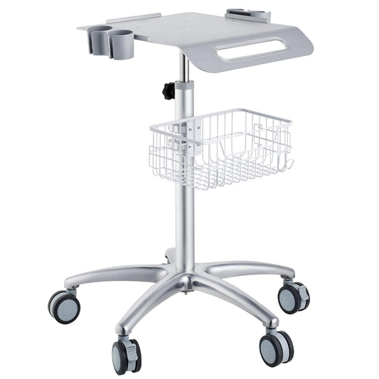 VEVOR Medical Mobile Trolley with Wheels 29.5"-41.3" Height Adjustable Stainless Steel Dental Cart Rolling Desktop Lab with 16.5" 15.7" Large Tabletop
