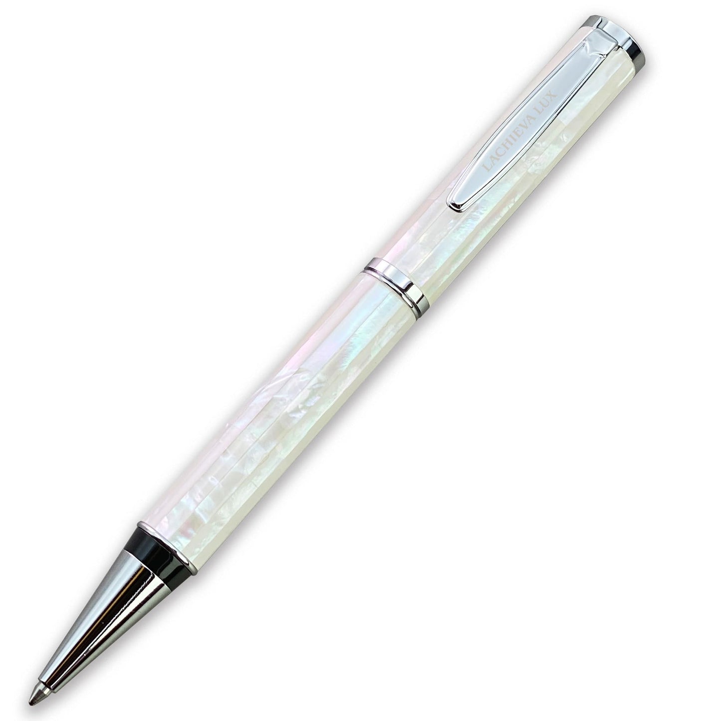 LACHIEVA LUX Stunning Handcrafted Mother of Pearl Ballpoint Pen with German P900M 1.0MM Refill, Luxury White Shell Gift Pen for Men and Women, Executive Writing Pen in Premium Gift Box