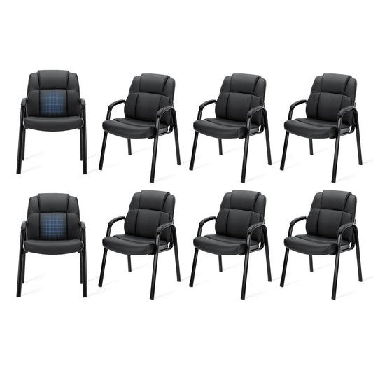 OLIXIS Waiting Room Reception Chairs Set of 8, Leather Office Desk Guest Stationary Side Chair with Padded Arms for Home Conference Lobby Area Meeting Church Medical Clinic Elderly Student