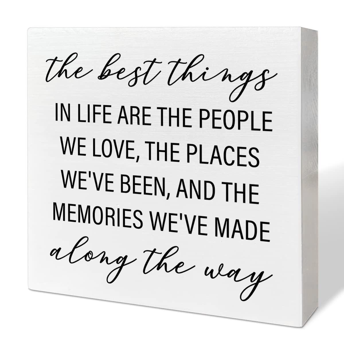 Home Office Desk Wooden Box Sign Decor, The Best Things in Life Are The People We Love, Inspirational Quotes Desk Decor Motivational Decorations for Women Men Student Office Classroom School