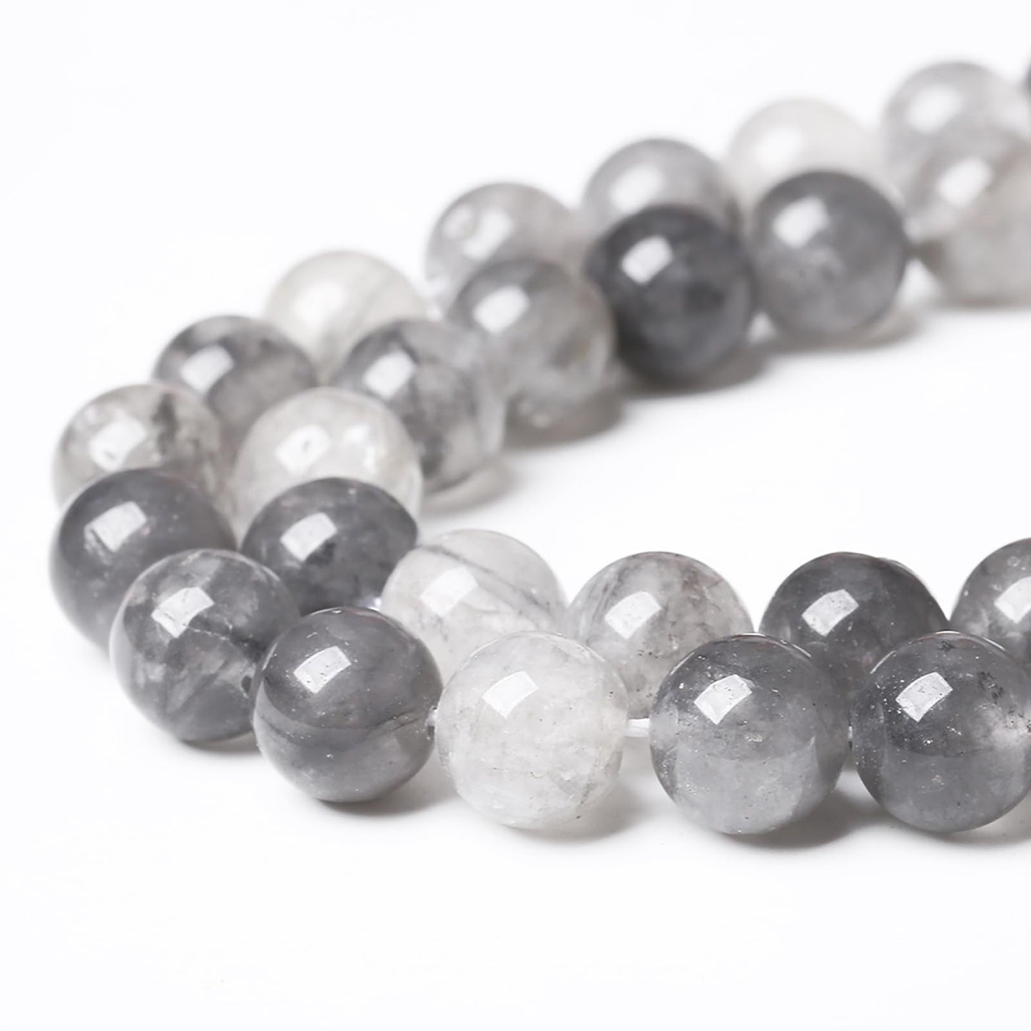 32pcs 12mm Natural Grey Cloud Crystal Stone Beads for Jewelry Making Energy Healing Power Stone Beads DIY Bracelet Necklace Accessories 15" (12mm, Grey Cloud Crystal)