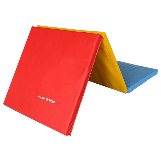 Fitvids 2ft x 6ft Three Fold Folding Exercise Mat with Carrying Handles for MMA, Gymnastics and Home Gym Protective Flooring, 1.5-Inch Thick, Multiple Colors