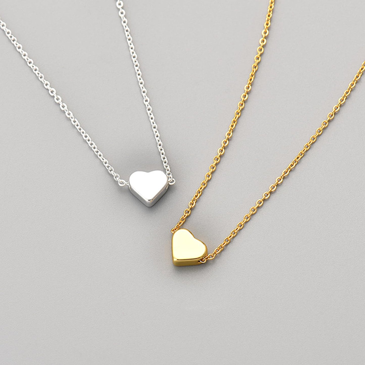 Zeffy Tiny Heart Necklace Sterling Silver Dainty Cute Heart Choker Necklaces Simple Love Heart Pendant Necklace Trendy Jewelry for Women