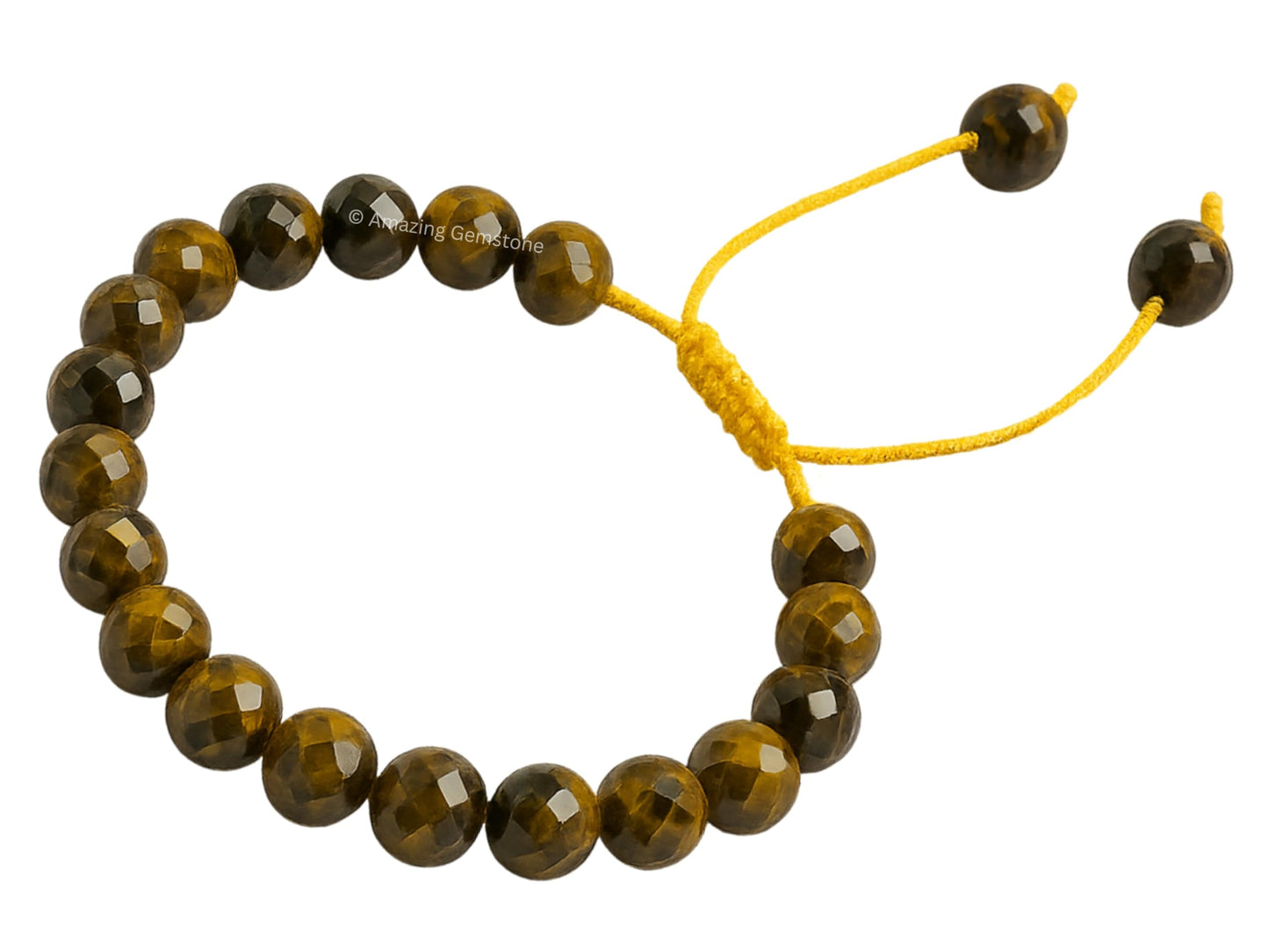 Amazing Gemstone Tiger Eye Bracelet for Women - Chakra Mens Bracelet Protection Crystals and Healing Stones - Blessing Spiritual Meditation Stocking (Faceted Beaded Bracelet, Adjustable)