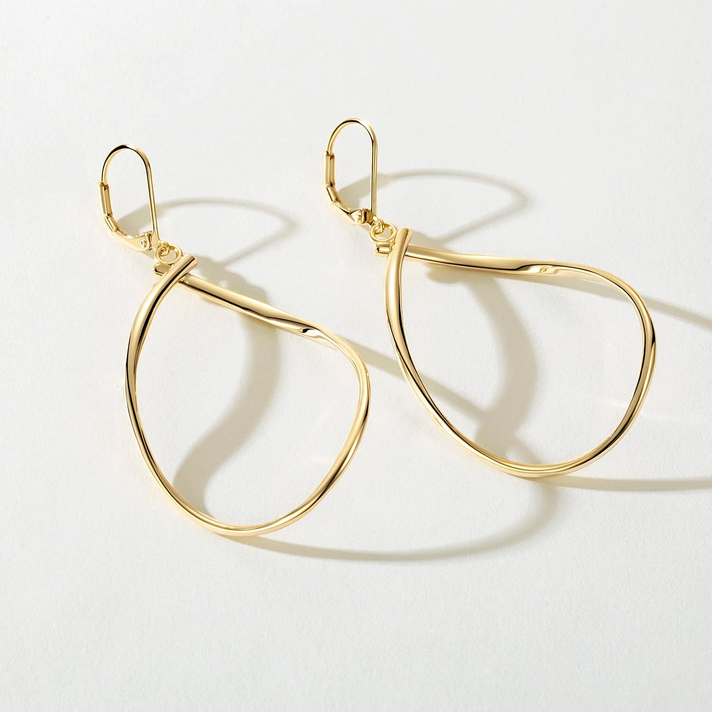 Degerde Gold Earrings for Women 14K Gold Hoop Earrings for Women Gold Hoop Dangle Drop Earring for Womens Hoops Twisted Infinity Big Hoops Earring for Womens 50mm