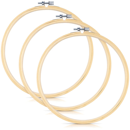 3 Pieces Embroidery Hoops, 10 inch Bamboo Frame Circle Cross Stitch Hoop Ring Embroidery Hoops Set for Embroidery and Cross Stitch