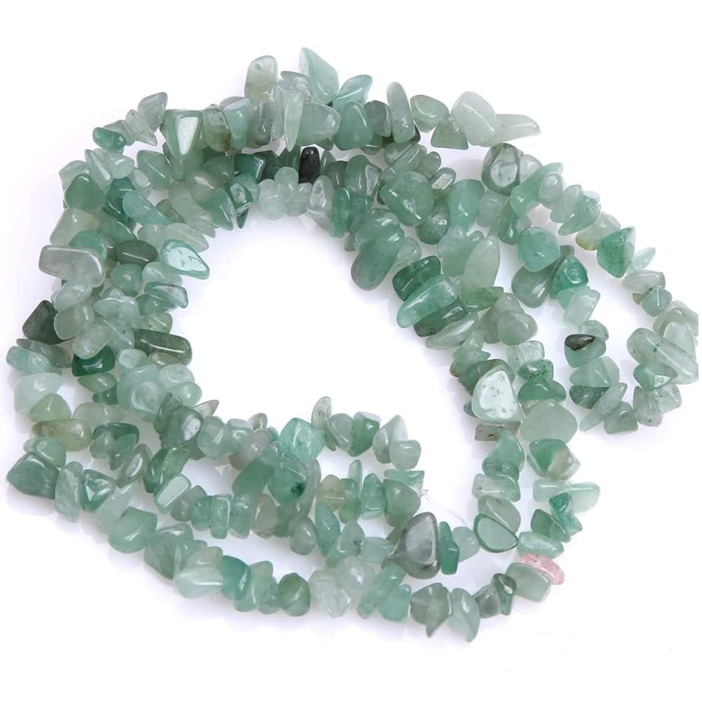 HAAMIIQII 5-8mm Natural Green Aventurine Chips Beads Irregular Chip Stones Loose Gemstone Energy Healing Beads for Jewelry Making Strand 30 Inch
