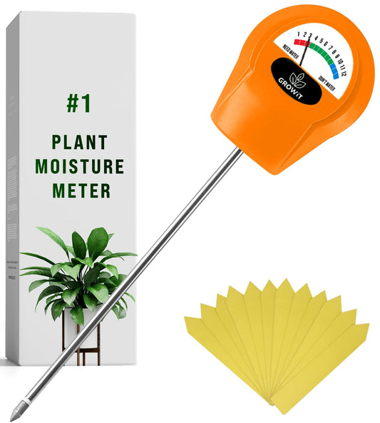 GROWIT Soil Water Monitor for Plants - Soil Moisture Meter | Hydrometer for Plants | Plant Moisture Meter Houseplants | Water Tester for Plants | Farming Indoor and Outdoor Plants- Orange