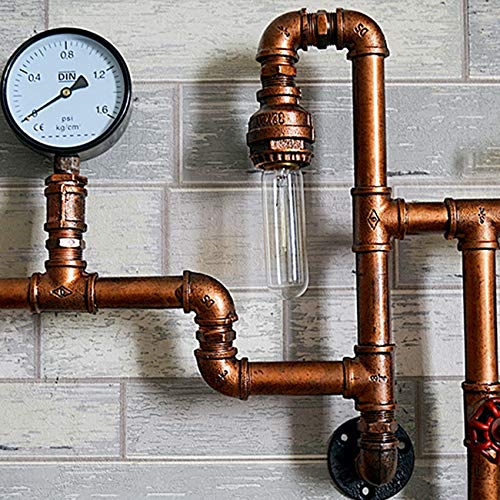 LITFAD Industrial Wall Sconce Vintage 47" Multi Lights Farmhouse Wall Light with 8 Lights and Water Pipe Bar Style Antique Wall Lamp for Living Room, Hallway, Restaurant