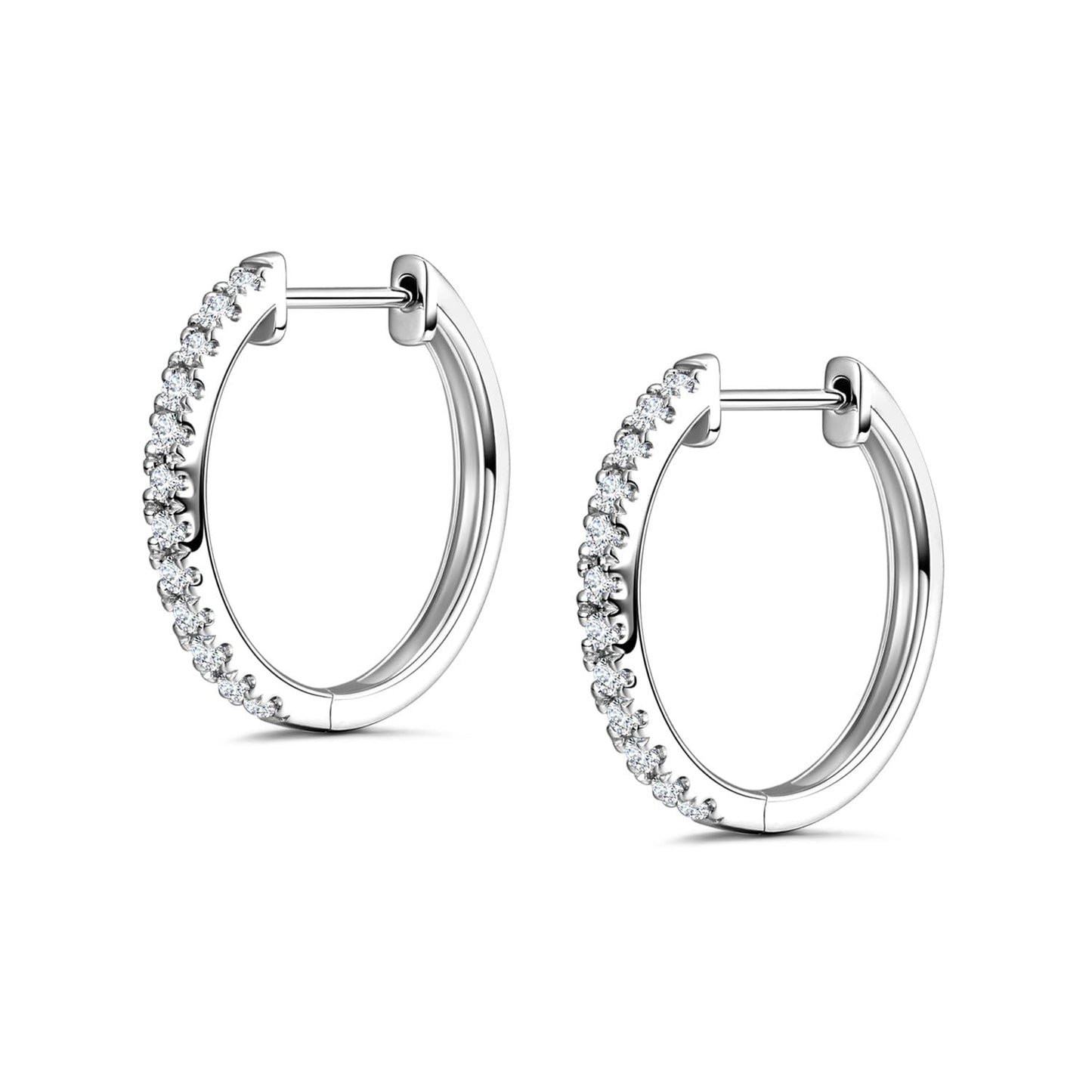 Agvana 0.58 Ct. Tw. Lab-Grown Diamond Hoop Earrings in Sterling Silver (D-E Color, VS Clarity) Fine Jewelry Anniversary Birthday Gifts for Women Her, Size 16MM
