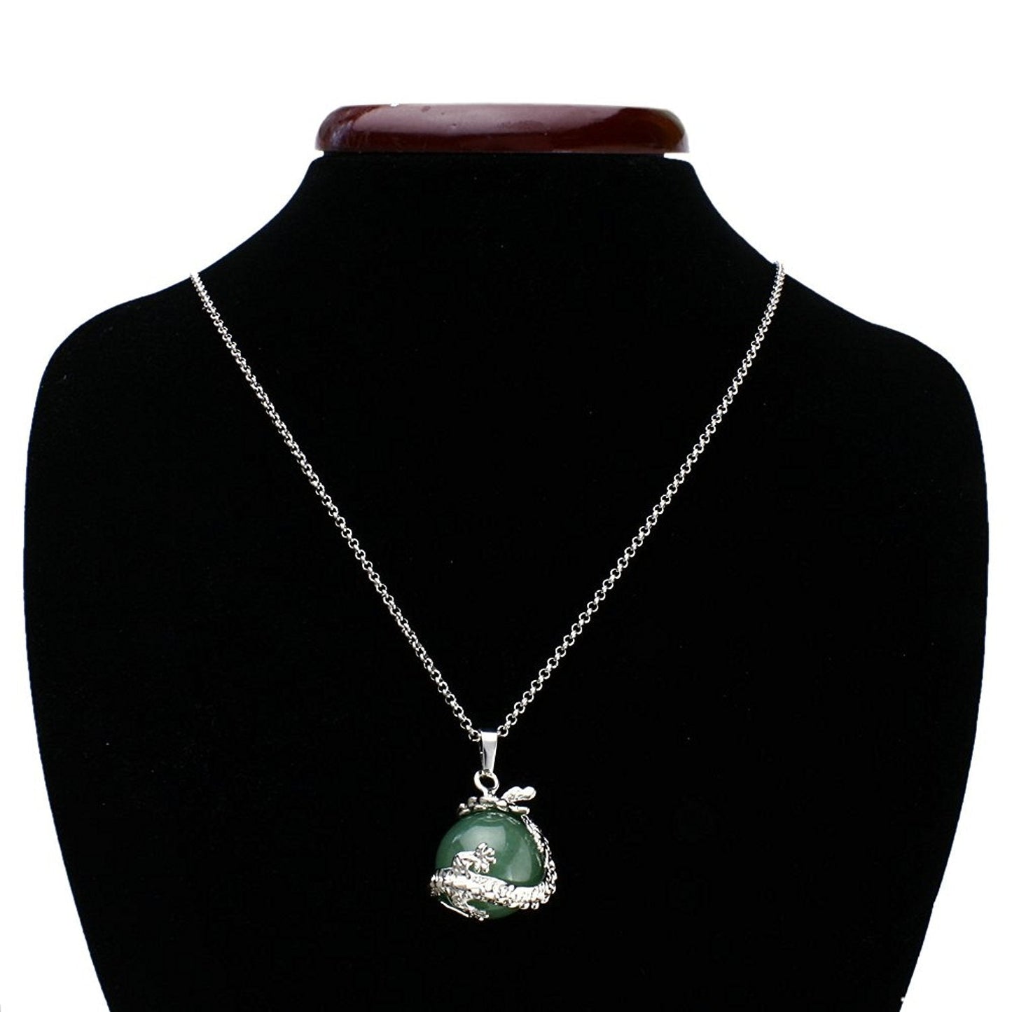 JEWELRIESHOP Dragon Necklace Chakra Reiki Healing Crystal Pendant Gemstone Necklace for Women Men