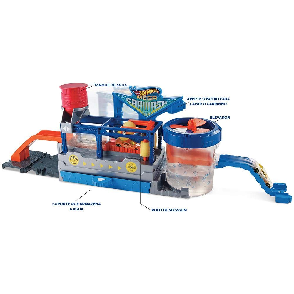 Hot Wheels FTB66 City Mega Car Wash Connectable Play Set with Diecast & Mini Toy Car