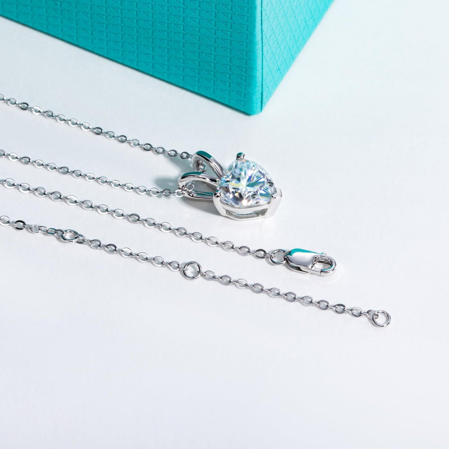 AnuClub Heart Shape Moissanite Pendant Necklace 2CT D Color VVS1 925 Sterling Silver Romantic Daily Wear Necklace for Women Wife Her with Certificate, 40+2+3cm Adjustable Chain
