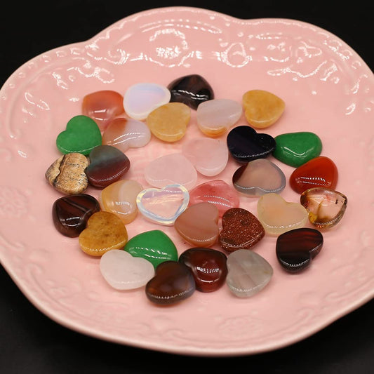 LE SKY Big Heart Shape Bead Cabochon Flatback Energy Natural Stones Malachite Cabochon for Jewelry Making 12 Pcs
