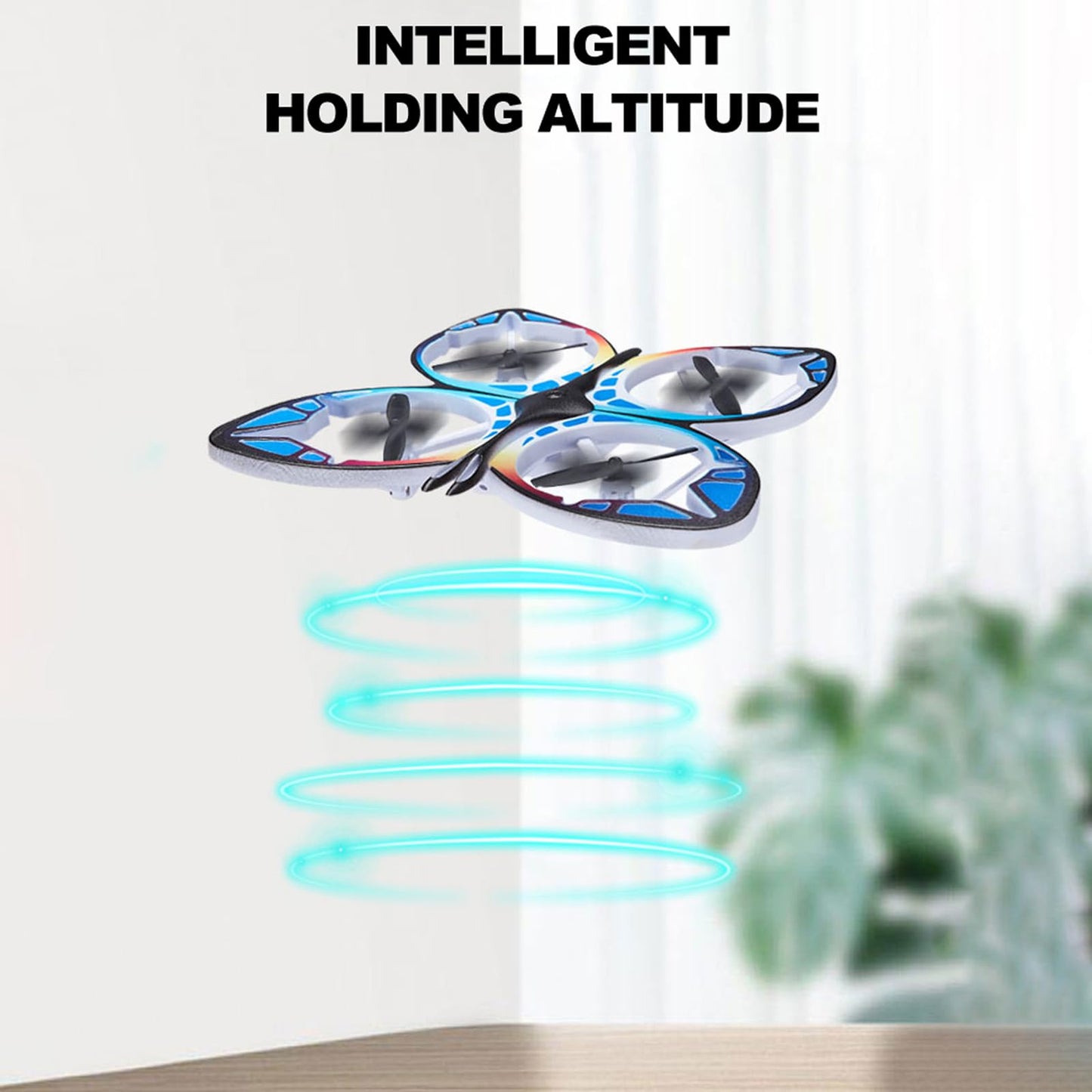 Authticar Mini RC Drone RC Butterfly Drone for Beginners with Colorful Light, 3D Flip, Headless Mode, Altitude Hold, Remote Control, Butterfly Quadcopter Gift for Teens Adults