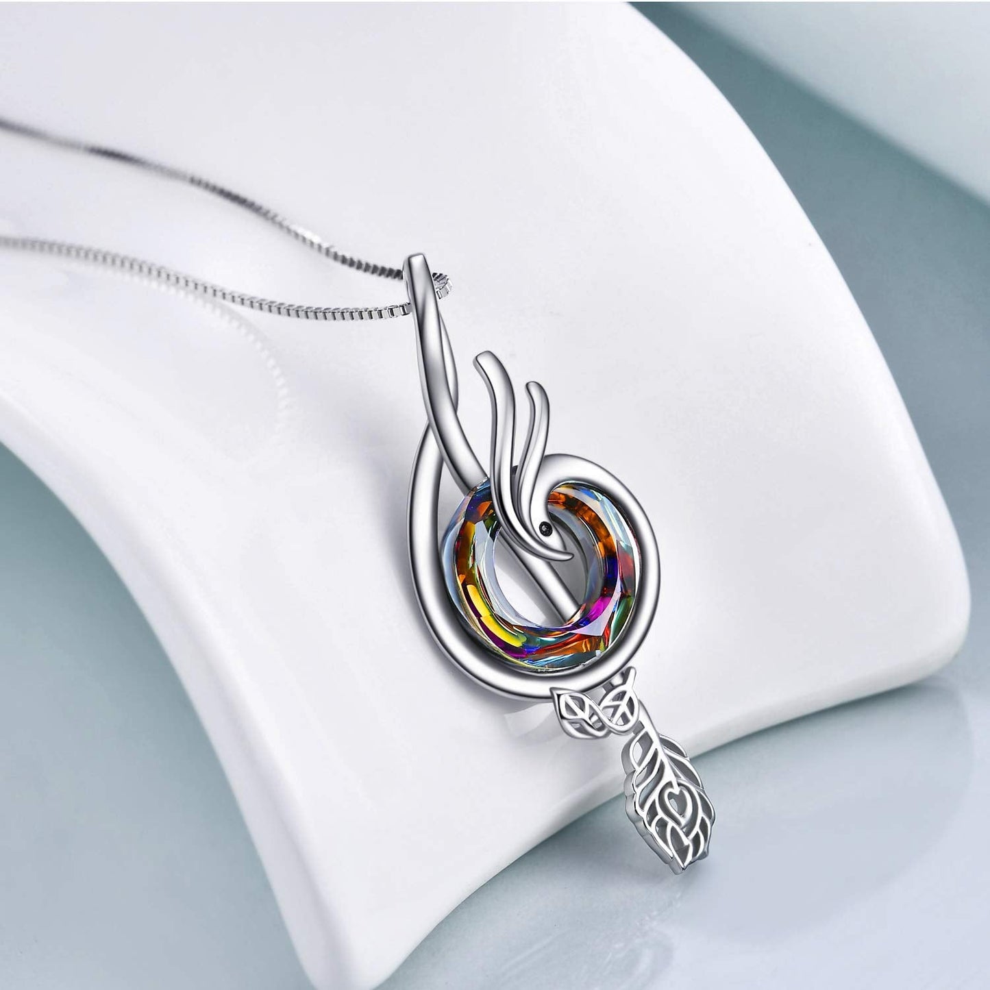 TOUPOP Music Gifts for Women Sterling Silver Music Necklace with Volcano Circle Crystal Phoenix Pendant Necklace Musical Notes Jewelry Gifts for Women Birthday Christmas