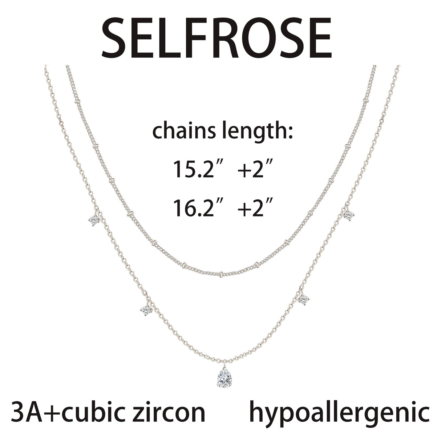 SELFROSE Silver Necklace For Women,Cute Chain Choker Necklaces Stack Dainty Silver Necklace Set Simple Charm Layered Pendant Necklaces For Women Trendy Womens Jewelry Set Fashion Accessories
