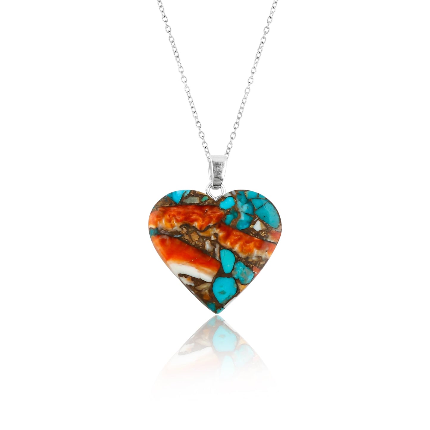 Yashee Natural Oyster Turquoise Heart Shape Crystals Pendant Necklace, Chakra Energy Healing Gemstone, Real Crystal, Top Grade, Beautiful Women Simple Jewelry, Dainty Silver Plated Jewelry 18 inch