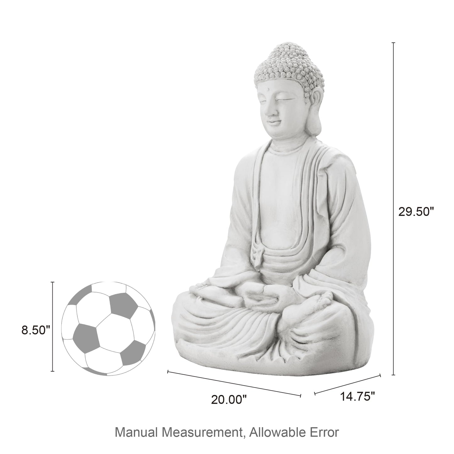 Glitzhome 29.5-inch Zen Meditation Buddha Garden Statue, White Oversized Tall Large Indoor and Outdoor Sculpture, Hand-Finished MGO & Fiberglass Decor for Home Patio Yard