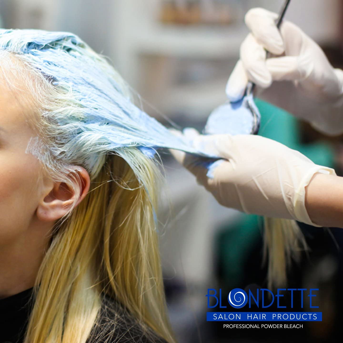 Blondette Salon Professional Dust-Free Blue Hair Powder Bleach 460 g + Professional Peroxide Creme (1L)