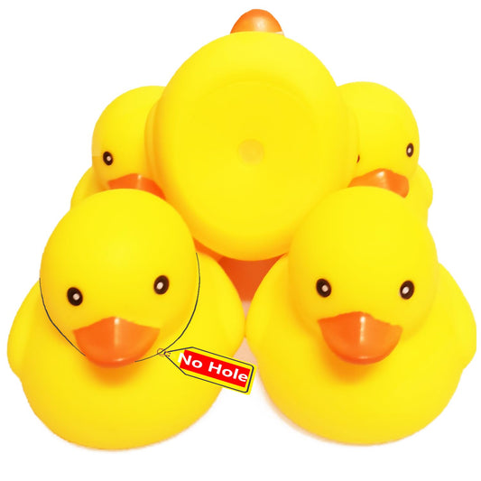3 inch Kalafona Rubber Yellow Ducks/ Ducky No Hole Waterproof No Squeak Bath/Pool/Water Float Toy Stuffed with Sealed Plug Without Hole for Kids in Bulk