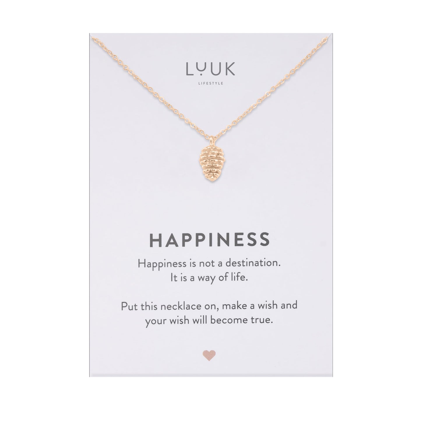 LUUK LIFESTYLE Waterproof Pinecone pendant necklace, tarnish-free, 19in adjustable sturdy chain, Gift for sister friend daughter, holiday dainty trendy aesthetic simple (with Motivational Gift Card)