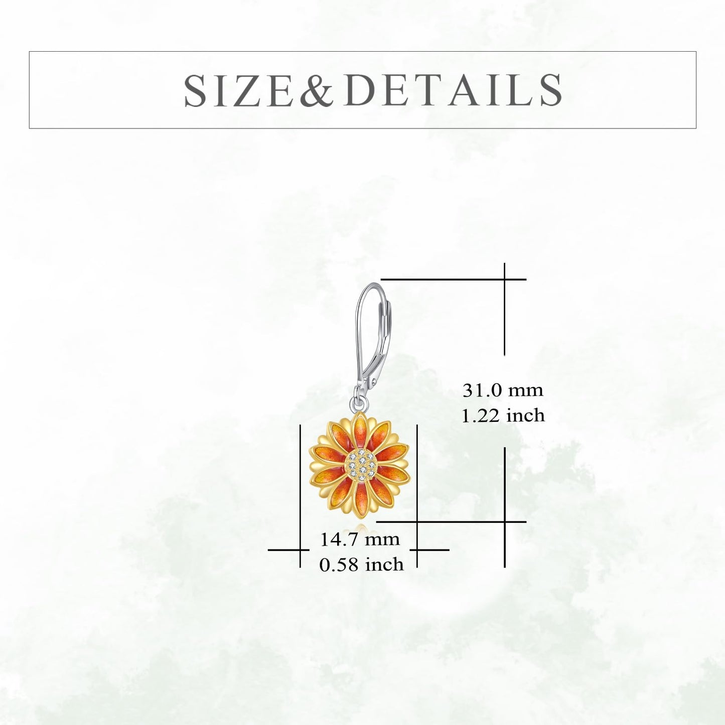 TIGER RIDER Sunflower 925 Sterling Silver Leverback Earrings Flora Jewelry Gift for Women Birthday Christmas