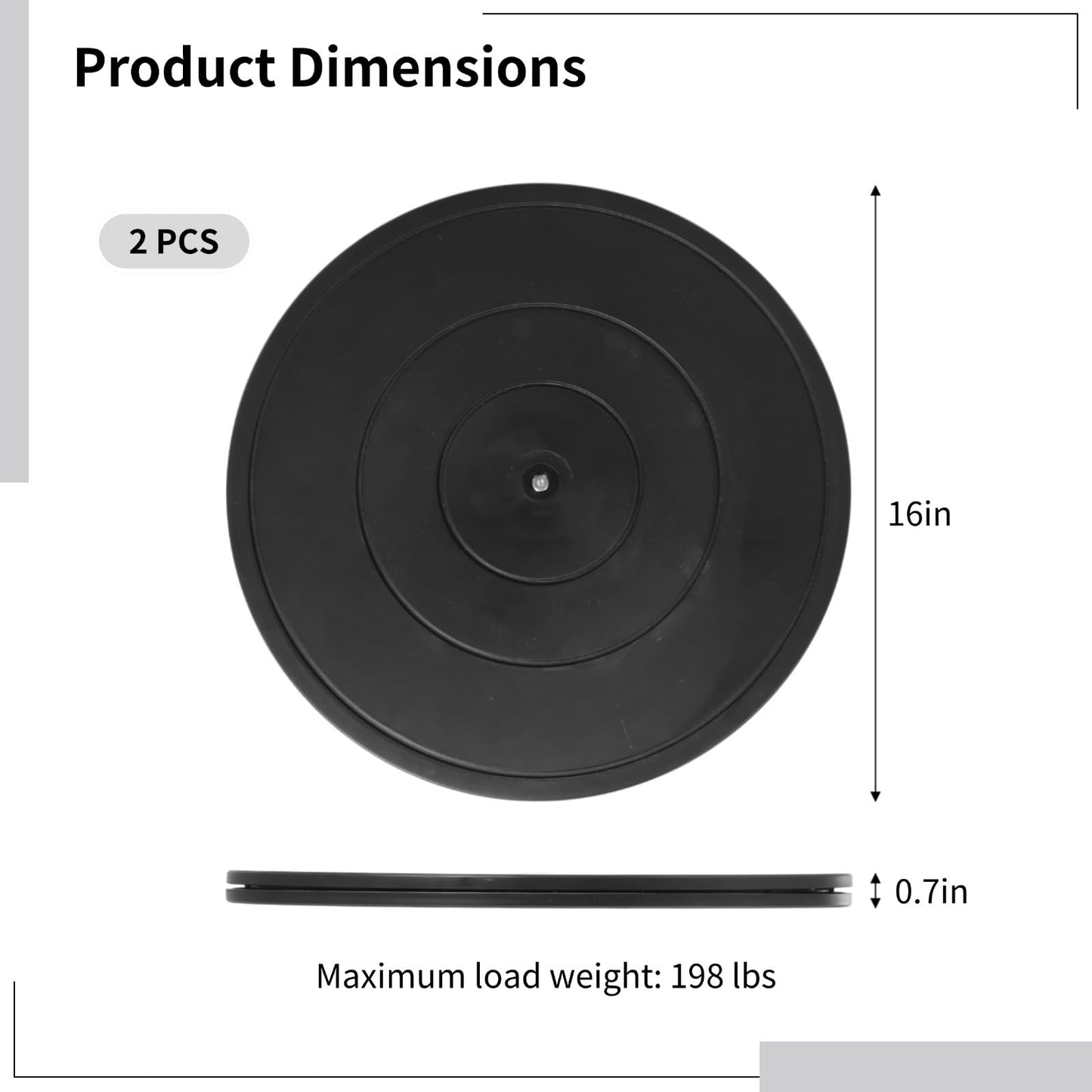 Vestamore 2 Pcs Swivel Bases, Heavy Duty Plastic, Steel Ball Bearings with Rotating Swivel Stands, Lazy Susans, 16 Turntable, Double-Sided Rotating Flat Stands for Arts, Crafts, Monitor, Tv