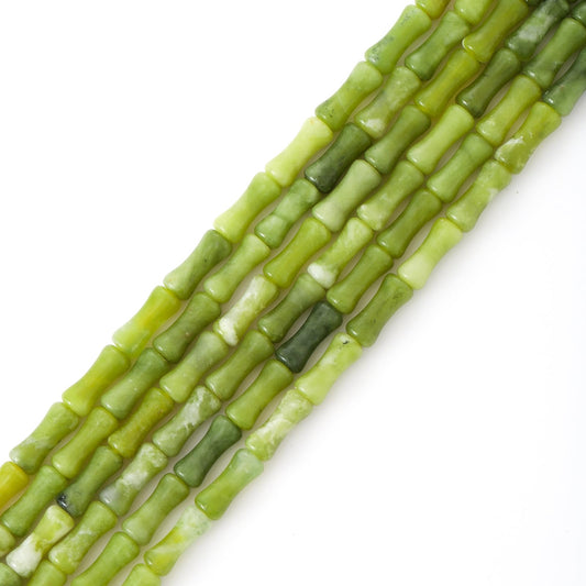 5x12mm Natural Green Jade Stone Bamboo Shape Gem Healing Energy Loose Spacer Beads for DIY Necklace Bracelet Earring