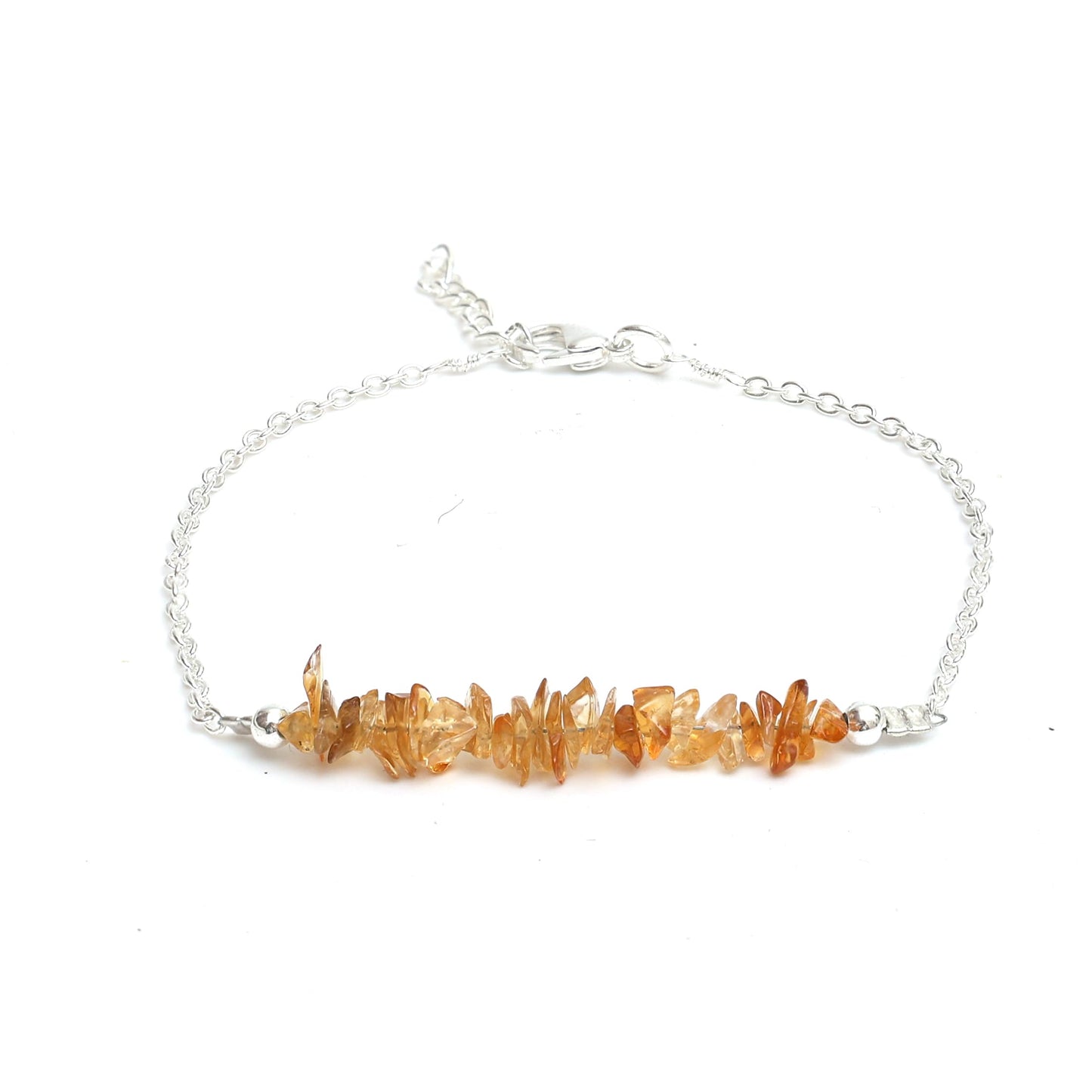 Gempires Natural Gemstone Chip Bar Bracelet for Women, Crystal Healing Bracelet, Multiple Gemstone Options, Adjustable Yellow Gold Plated Chain (7” + 1” Extender), Dainty Stackable Jewelry Gift for Her (Citrine)