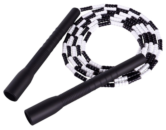 YUEDONG Soft Beaded Jump Rope - World Champion Luke Boon Recommended, Adjustable Tangle-Free, Pain-Free TPU Beads & Anti-Slip Long Handles, Fitness Workout for Adults Kids with Carry Bag(BLACK)