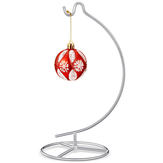 Baderke Ornament Display Stand, Ornament Hanger Holder Glass Ball Air Plant Holder, Hanging Terrarium Stand for Christmas Wedding, Home Office Decor,10.43" H(Silver)
