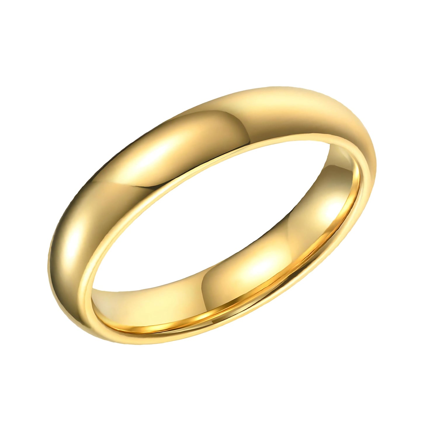 SHOP WGS 4mm 14K Solid Gold Wedding Band for Men & Women - Italian Real 14K Gold Plain Rings for Men - Solid Gold Wedding Bands Size 7