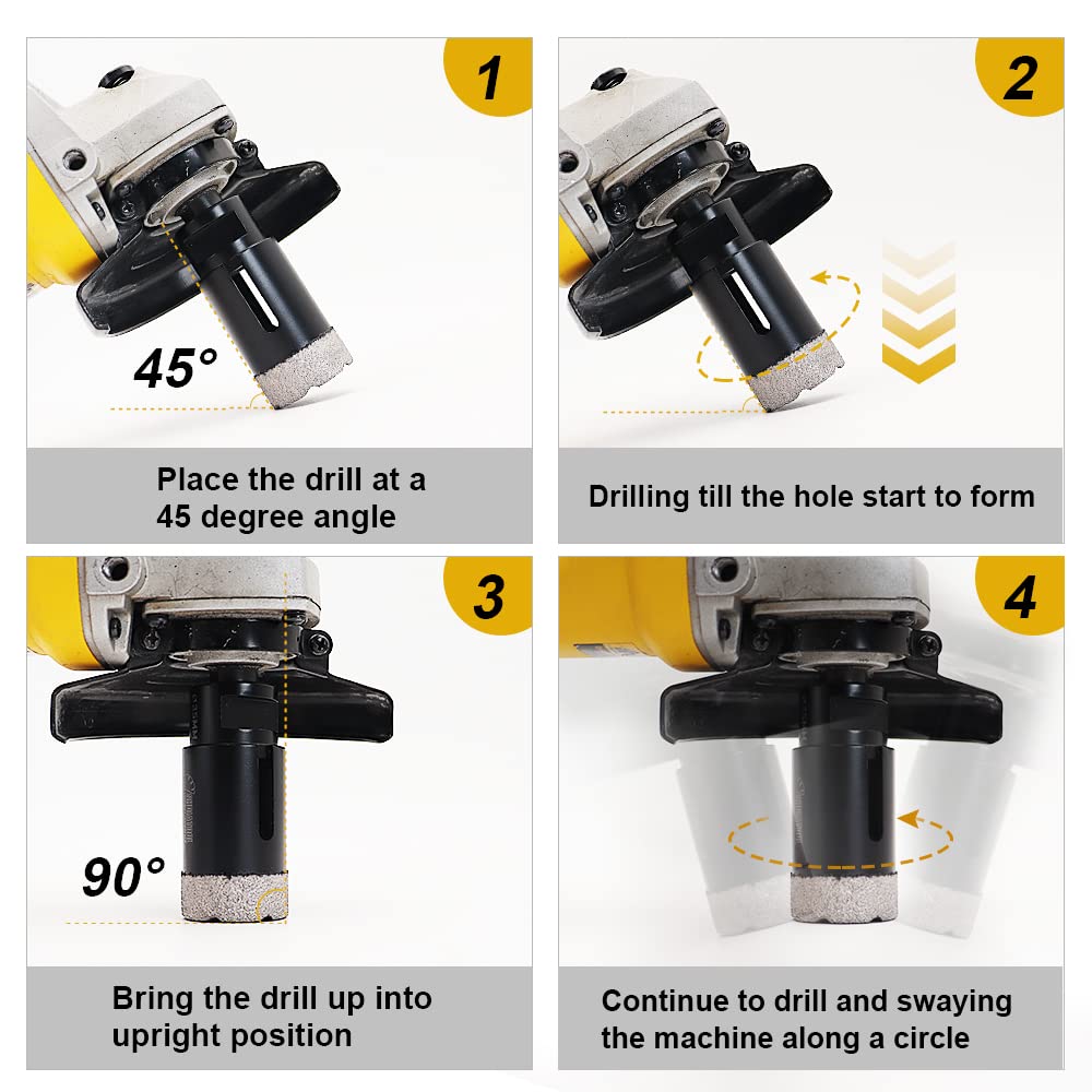 SHDIATOOL Diamond Core Drill Bits Hole Saw Kit for Porcelain Tile Ceramic Marble Brick Vacuum Brazed Cutter Set 10-Piece （6/8/10/13/19/25/32/51mm +10mm+SDS Plus