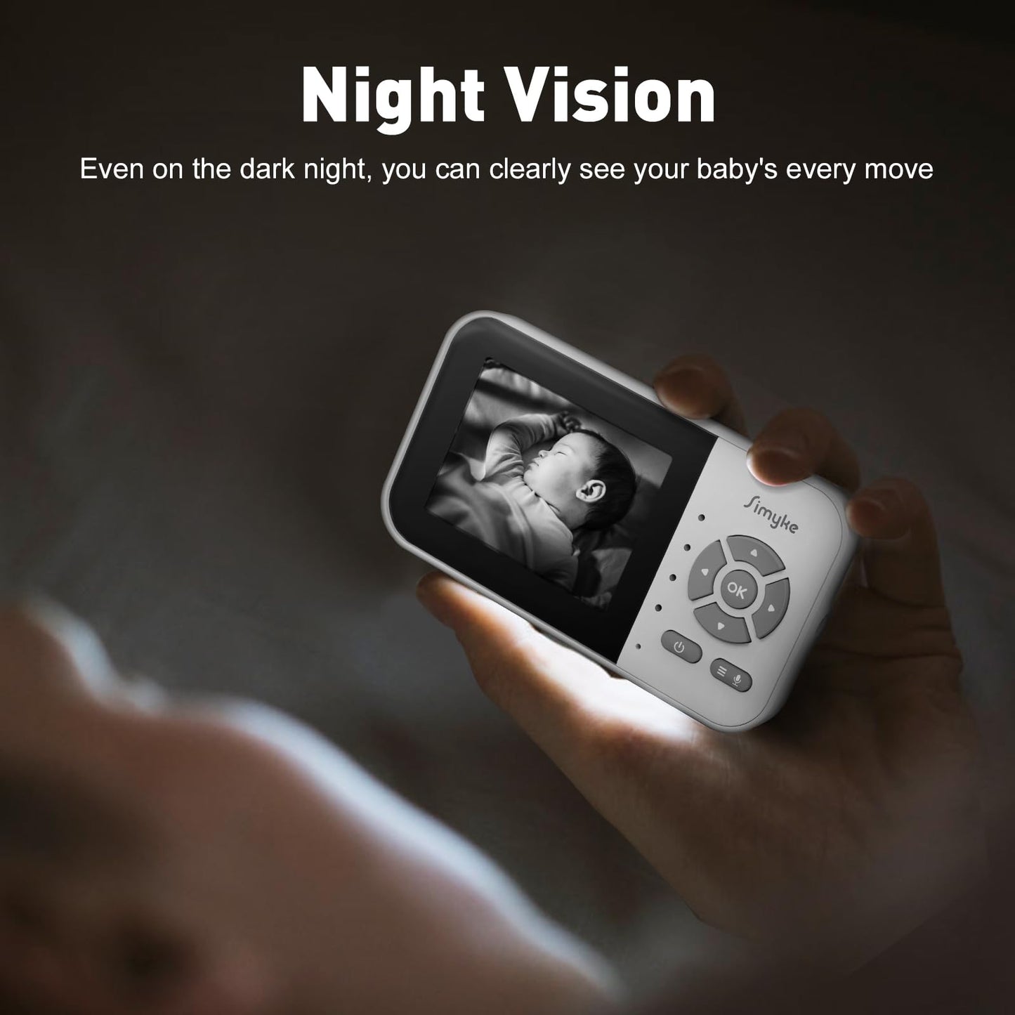 Simyke Upgrade Video Baby Monitor,WiFi Baby Camera,2.8" Display and App Control,1200ft Long Range,2 Way Talk,Auto Night Vision,Sound Alert,VOX,Temperature Sensor 5 Lullabies Feeding Remind,Home Use