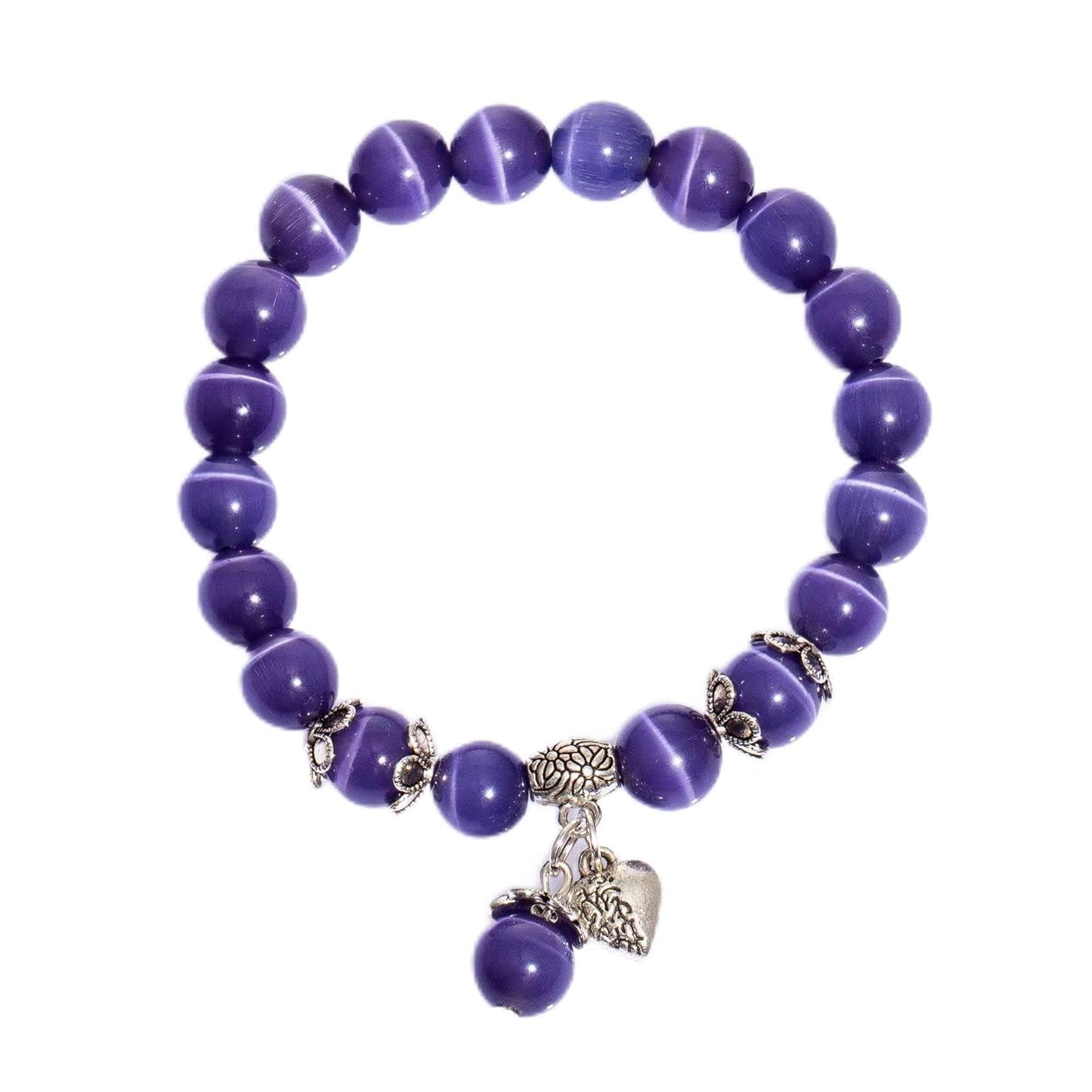 MEHUK Natural Stretch Gemstone Bracelet Healing Stone Beaded Bracelets for Women Men Gifts (Unisex) (Purple)
