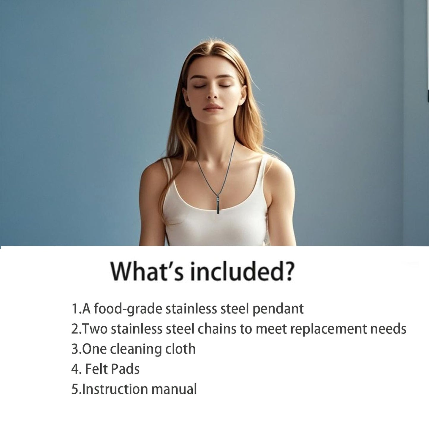 phaxud Stainless Steel Mindfulness Breathing Necklace for Anxiety Original Upgrades Multifunctional Breathlink with Essential Oil Diffuser Multifunctional Jewelry (B)