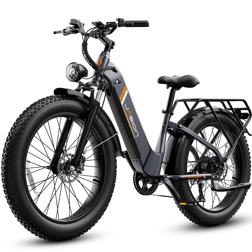 Jasion Thunder Electric Bike for Adults,1800W Peak Fat Tire E Bikes,26''x 4'',80 Miles with 864Wh Removable Battery Ebike, 30+MPH Max Speed Bicycles,Hydraulic Brakes,Front Suspension