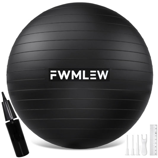 FWMLEW Extra Thick Exercise Yoga Ball, 5-Size Anti-Burst Heavy Duty Stability Gym Ball for Fitness, Core Workout, Pregnancy & Office Chair, Includes Quick Pump (S(15-18ines/38-45cm))