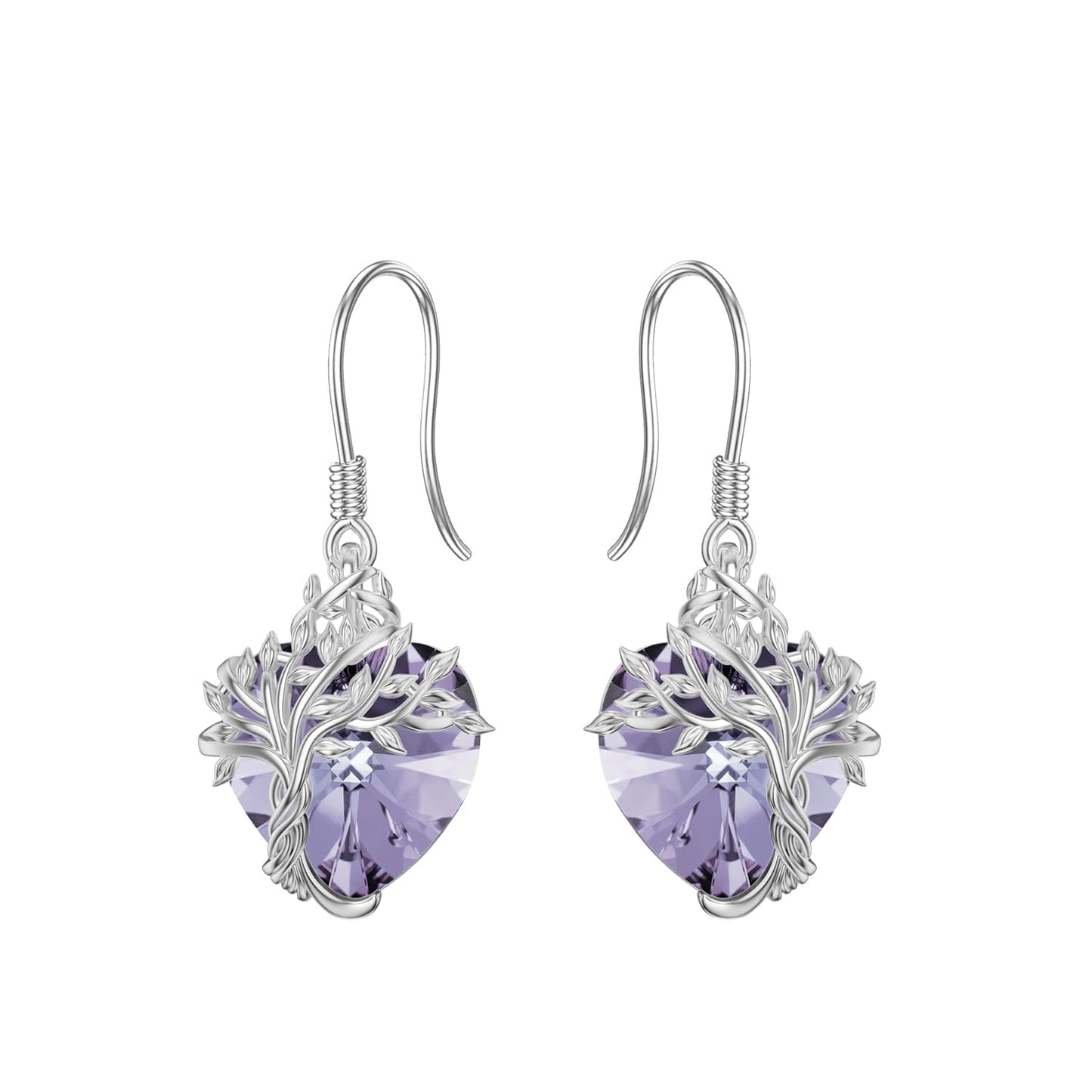 TOUPOP Heart Alexandrite Earrings Sterling Silver Tree of Life Earrings June Birthstone Jewelry Birthday Mothers Day Gifts for Women Mom Her