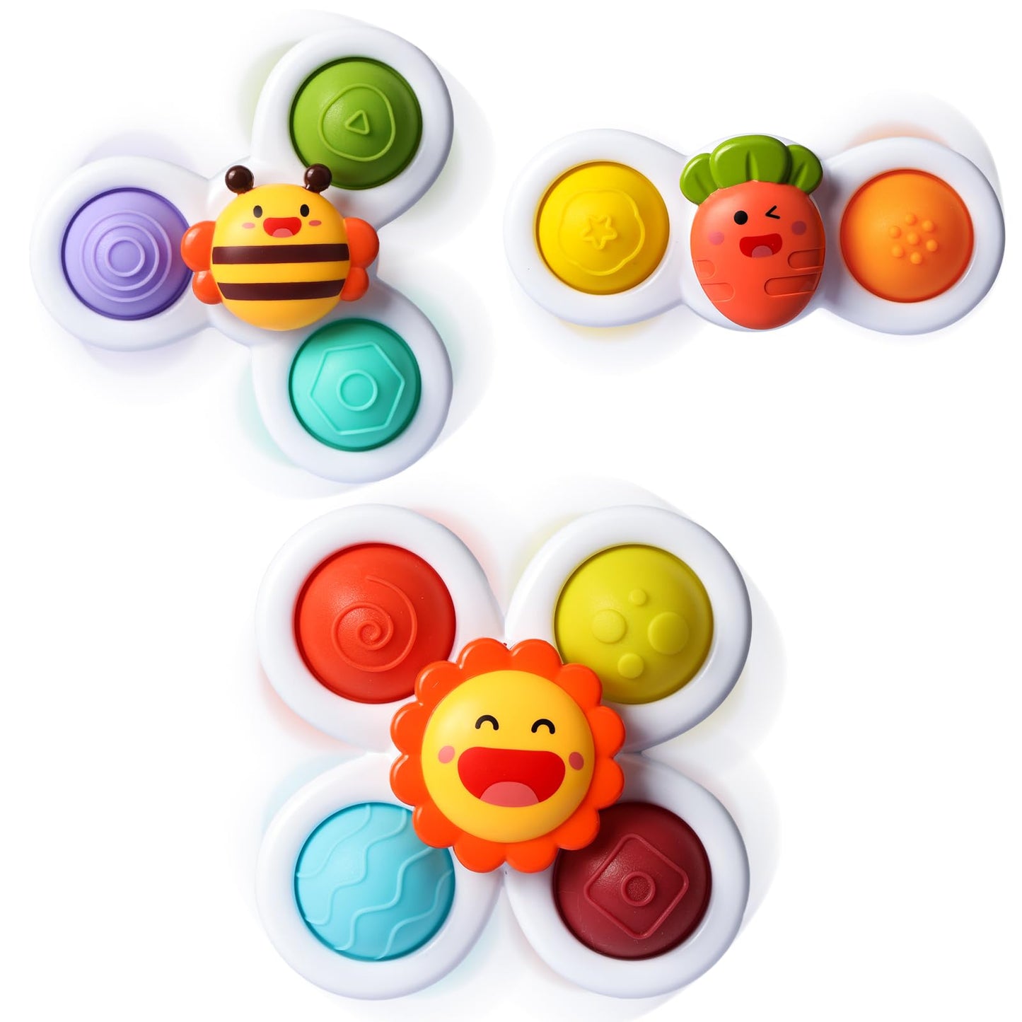 ALASOU 3PCS Pop Suction Cup Spinner Sensory Airplane Travel Toys for 1 Year Old Boy Girl Infant Toddlers|Novelty Spinning Tops 12 18 Months|1 2 Year Old Boy Birthday Gift|Baby Bath Toy Kids Ages 1-3