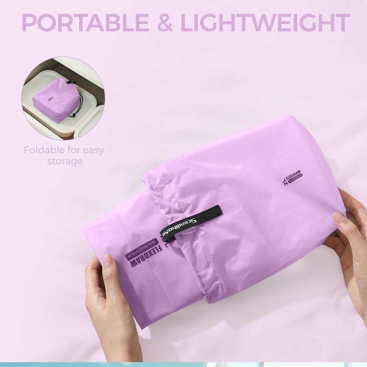 Scandihome 3 Set Packing Cubes for Travel, Ultralight Luggage Organizer Bags Waterproof Storage Bag, Multiple Sizes Reusable Drawstring Bags Used Essential for Gym Swim (Purple)